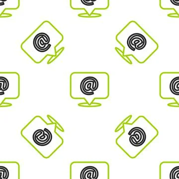 Line Mail and e-mail icon isolated seamless pattern on white background Stock Illustration
