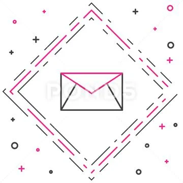 Line Mail and e-mail icon isolated on white background. Envelope symbol ...