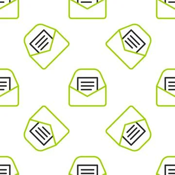 Line Mail and e-mail icon isolated seamless pattern on white background Stock Illustration