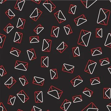 Line Mail and e-mail icon isolated seamless pattern on black background. Enve Stock Illustration