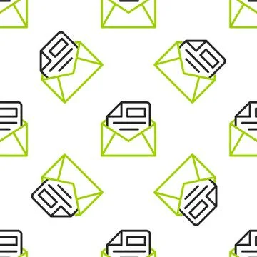 Line Mail and e-mail icon isolated seamless pattern on white background Stock Illustration