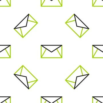 Line Mail and e-mail icon isolated seamless pattern on white background Ilustración de archivo