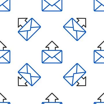 Line Mail and e-mail icon isolated seamless pattern on white background. En.. Stock Illustration