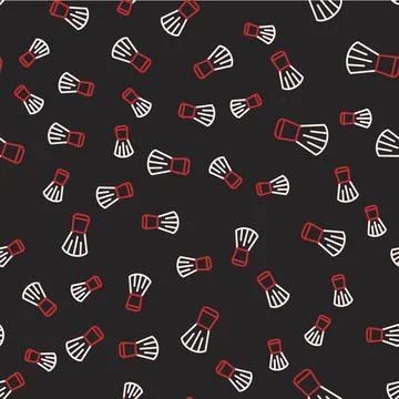Line Makeup brush icon isolated seamless pattern on black background.  Vector Stock Illustration