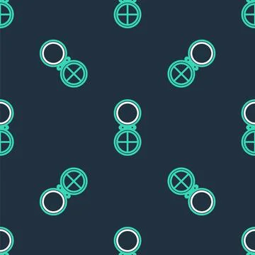 Line Makeup powder with mirror icon isolated seamless pattern on black Stock Illustration