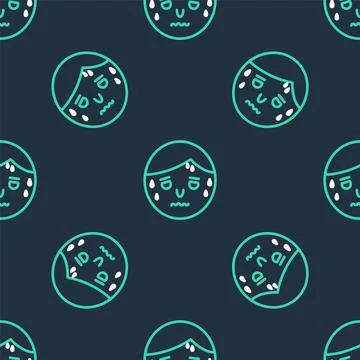 Line Man with excessive sweating icon isolated seamless pattern on black Stock Illustration
