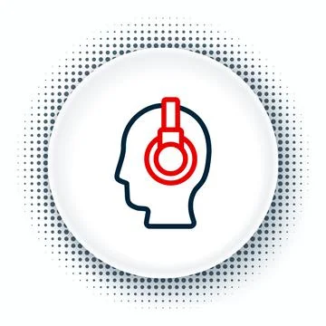 Line Man with a headset icon isolated on white background. Support operator in Stock Illustration