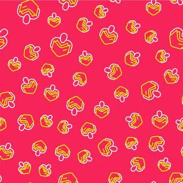 Line Man reading book icon isolated seamless pattern on red background. Vecto Illustrazione stock