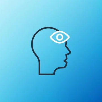 Line Man with third eye icon isolated on blue background. The concept of Stock Illustration
