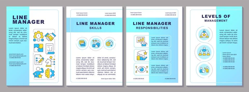 Line manager blue gradient brochure template Illustrazione stock