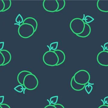 Line Mango fruit icon isolated seamless pattern on blue background. Vector Stock Illustration