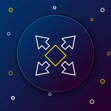Line Many ways directional arrow icon isolated on blue background. Colorful.. Stock Illustration