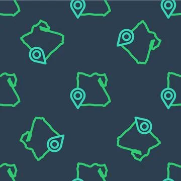 Line Map of Egypt icon isolated seamless pattern on blue background. Vector Illustrazione stock