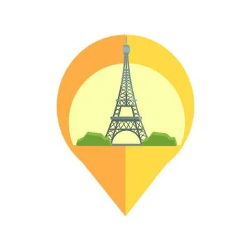 On-line Map Marker With Eifel Tower Stock Illustration