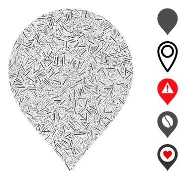 Line Map Marker Icon Vector Mosaic 스톡 일러스트