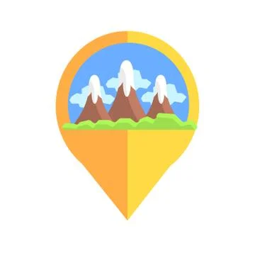 On-line Map Marker With Mountains Stock Illustration