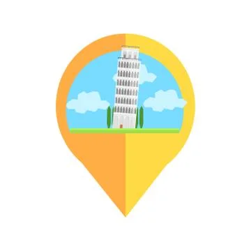 On-line Map Marker With Pisa Tower Stock Illustration