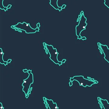Line Map of mexican icon isolated seamless pattern on black background. Vector Stock Illustration
