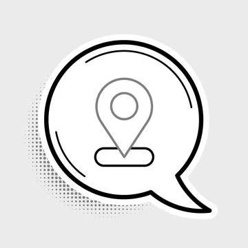 Line Map pin icon isolated on grey background. Navigation, pointer, location, Stock Illustration