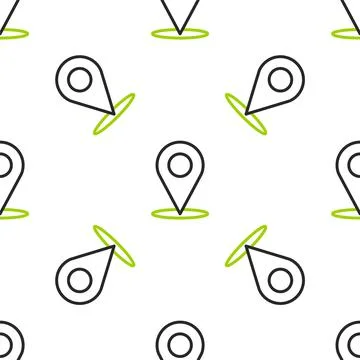 Line Map pin icon isolated seamless pattern on white background. Navigation 스톡 일러스트