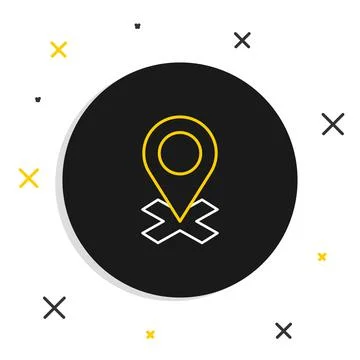 Line Map pin icon isolated on white background. Navigation, pointer, location Stock Illustration