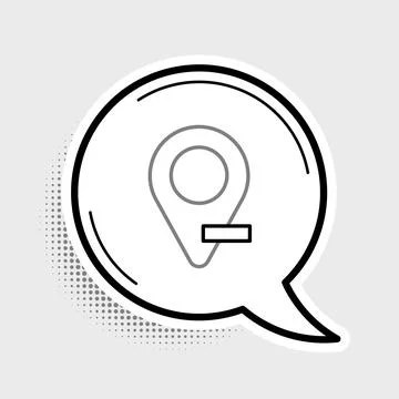 Line Map pin icon isolated on grey background. Navigation, pointer, location Stock Illustration