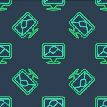 Line Map pin icon isolated seamless pattern on blue background. Navigation Ilustración de archivo