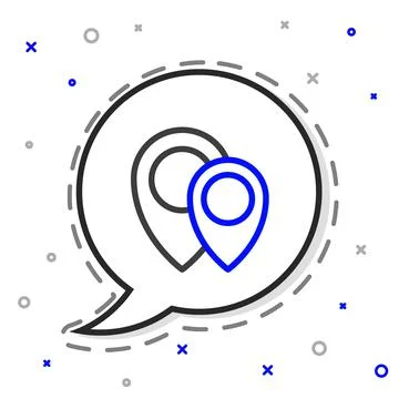 Line Map pin icon isolated on white background. Navigation, pointer, location イラスト素材