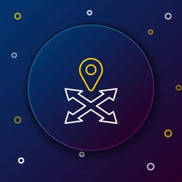 Line Map pin icon isolated on blue background. Navigation, pointer, location Stock Illustration