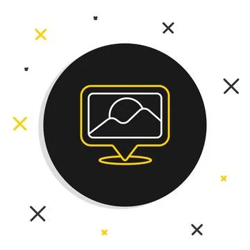 Line Map pin icon isolated on white background. Navigation, pointer, locati.. Stock Illustration