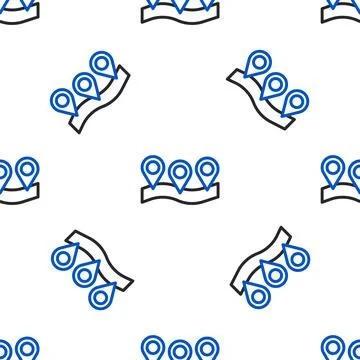 Line Map pin icon isolated seamless pattern on white background. Navigation.. イラスト素材