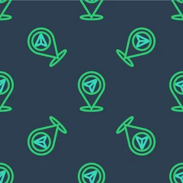 Line Map pin icon isolated seamless pattern on blue background. Navigation,.. 스톡 일러스트
