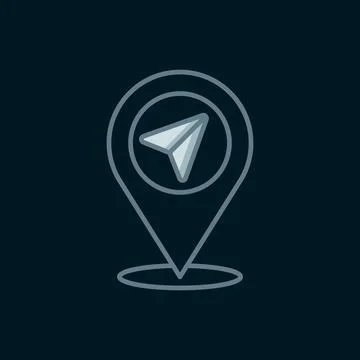 Line Map pin icon isolated on black background. Navigation, pointer, locati.. 스톡 일러스트
