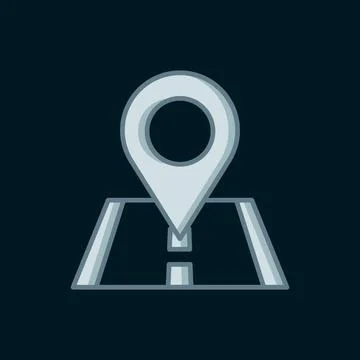 Line Map pin icon isolated on black background. Navigation, pointer, locati.. Stock Illustration