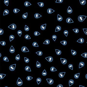 Line Map pointer with 18 plus icon isolated seamless pattern on black background 스톡 일러스트