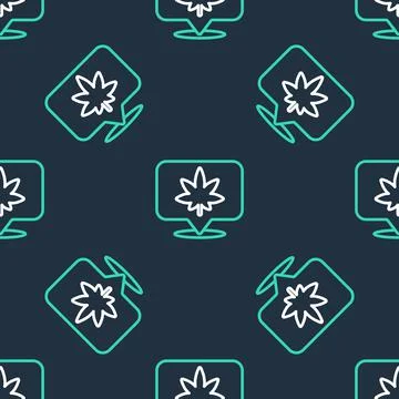 Line Map pointer and marijuana or cannabis leaf icon isolated seamless patter Stockillustratie