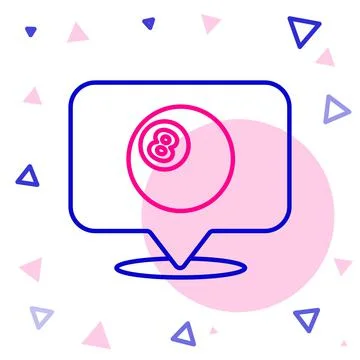 Line Map pointer with billiard pool snooker ball with number 8 icon isolated on Stock Illustration