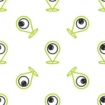 Line Map pointer with billiard pool snooker ball with number 8 icon isolated Stock Illustration