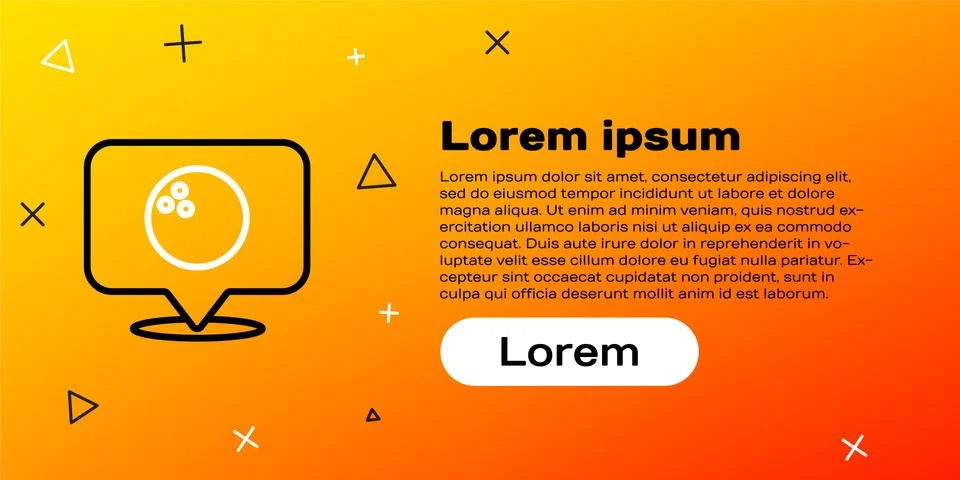 Line Map pointer with bowling ball icon isolated on yellow background. Sport イラスト素材