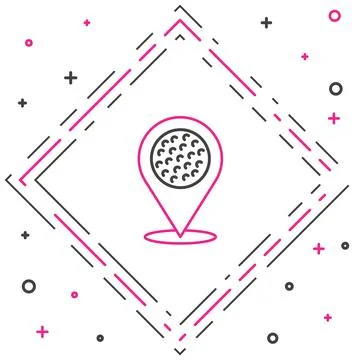 Line Map pointer with golf sport club icon isolated on white background イラスト素材