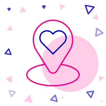 Line Map pointer with heart icon isolated on white background. Valentines d.. 스톡 일러스트