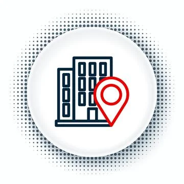 Line Map pointer with house icon isolated on white background. Home location Illustrazione stock