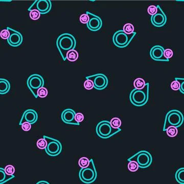 Line Map pointer with house icon isolated seamless pattern on black backgro.. Stock Illustration