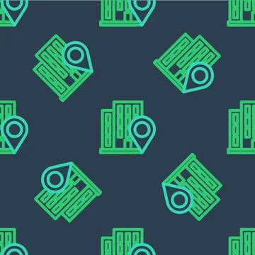 Line Map pointer with house icon isolated seamless pattern on blue backgrou.. 스톡 일러스트