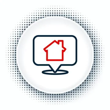 Line Map pointer with house icon isolated on white background. Home locatio.. Stock Illustration