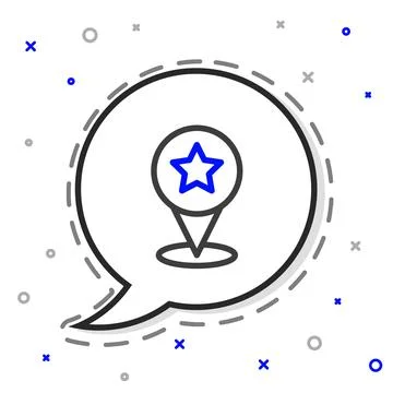 Line Map pointer with star icon isolated on white background. Star favorite.. イラスト素材