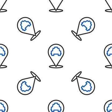 Line Map pointer with taxi icon isolated seamless pattern on white background 스톡 일러스트