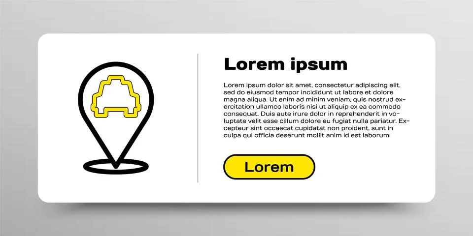 Line Map pointer with taxi icon isolated on white background. Location symbol Illustrazione stock