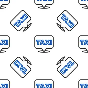 Line Map pointer with taxi icon isolated seamless pattern on white background Illustrazione stock