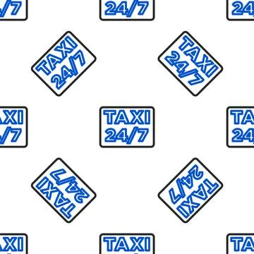 Line Map pointer with taxi icon isolated seamless pattern on white background Illustrazione stock